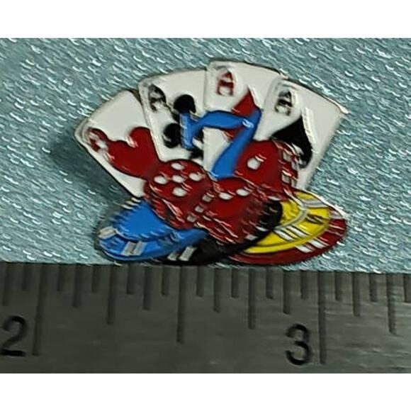 Lucky Aces & Poker Chips Pin for Hat, Lapel, Lanyard, Apron, Jacket or Backpack - Picture 8 of 8